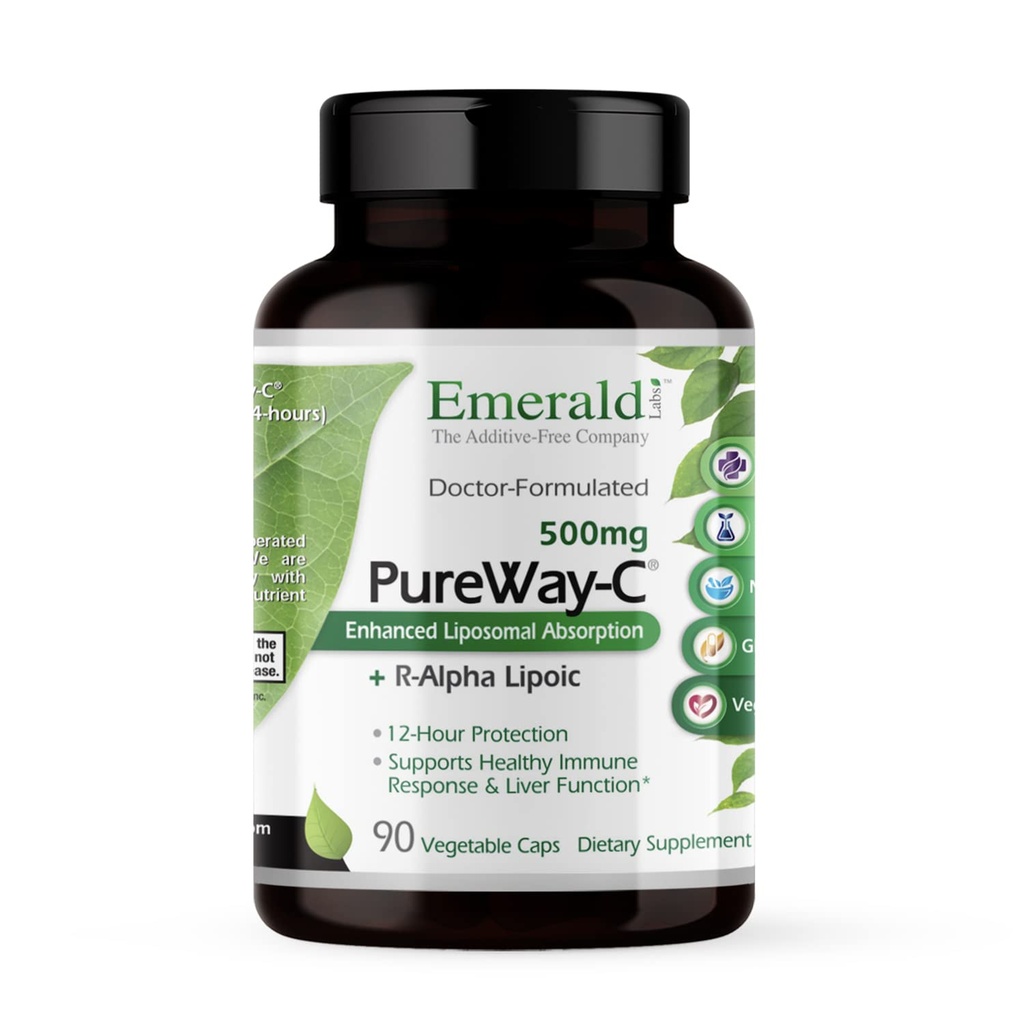 EMERALD LABS PureWay-C - Liver & Imune Dukungan Suplemen dengan R-Alpha Lipoic Acid * - Fast- Menyerap Vitamin C - 90 Vegetable Capsules (Supply 45- Day)