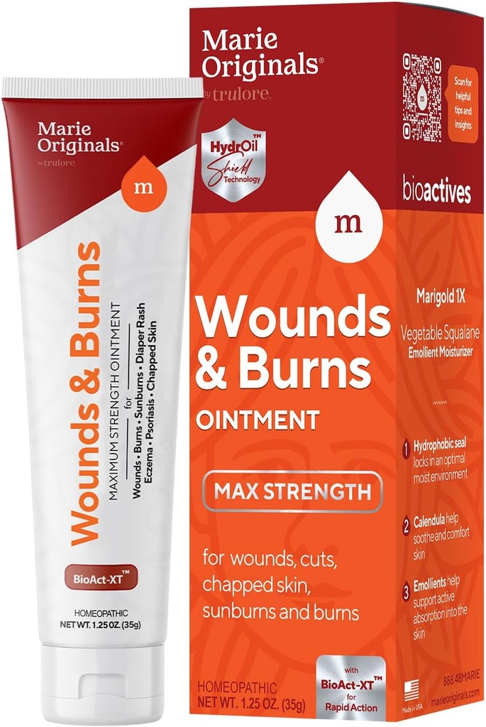 Marie Originals All-Natural Skin Repair dan Burn Cream Overal 124; Bantuan Pertama Oquirity 124; Percepatan Perbaikan Wound untuk Jenderal Wounds, Chapped Hands, Cold Sores, Exema, Psoriasis & Burn. 1.25oz