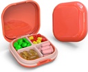 Daily Pill Organizer 4 Kompartemen, Kotak Pil Kecil Kasus Pill Portable, Mini Pill Container untuk Pocket Purse, Compact Travel Medicine Organizer untuk Vitamin, Cod Liver Oil, Suplemen (Pink)