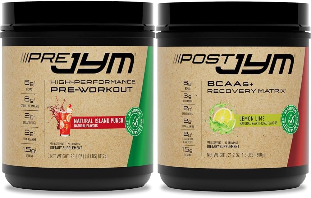 JYM Pre Workout, Post Workout, dan BCAA Muscle Building Bundle dengan Powder Pre JYM, Program Aktif JYM, 30 Hamba Masing-masing
