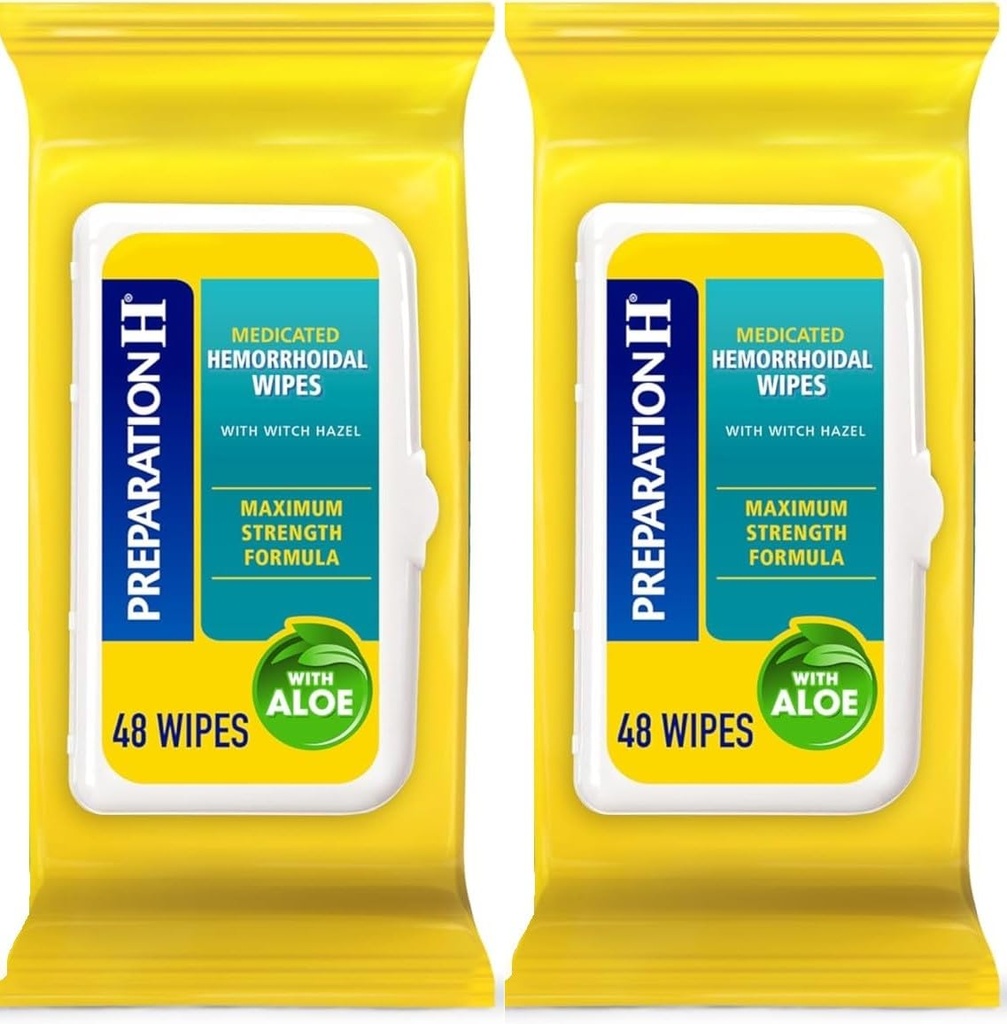 Persiapan Heembehoid Fluusrible Wipes dengan Witch Hazel untuk Bantuan Iritasi Skin - 48 Count (Paket 2)