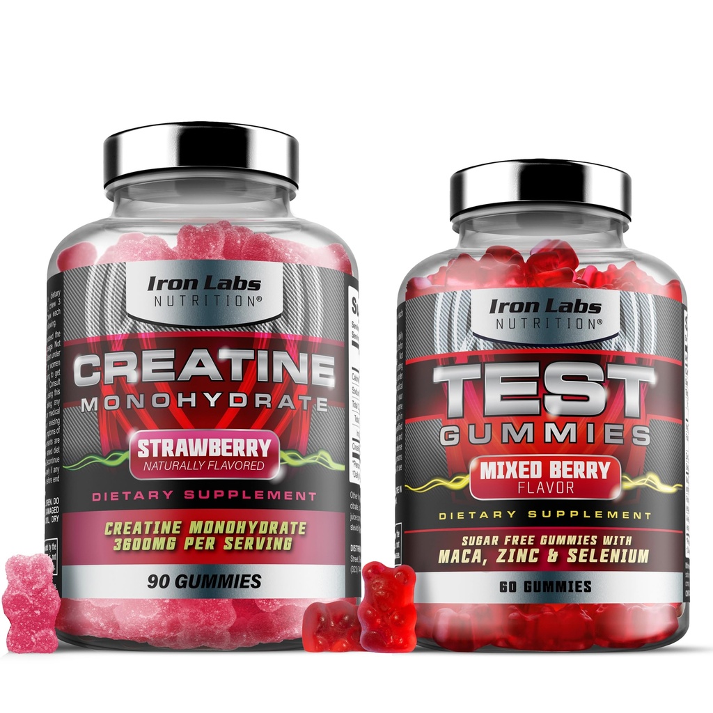 Muscle Gummy Bundle - Cretine Monohydrate Gummies & Testo Gummies for Men - Advanced Bundle