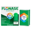"Flonase Allergy Relief Nasal Spray, 24- Hour Non-Drowsy Multi- Symptom Relief - 72 Spray plus Bonus Pack of Tonsses"