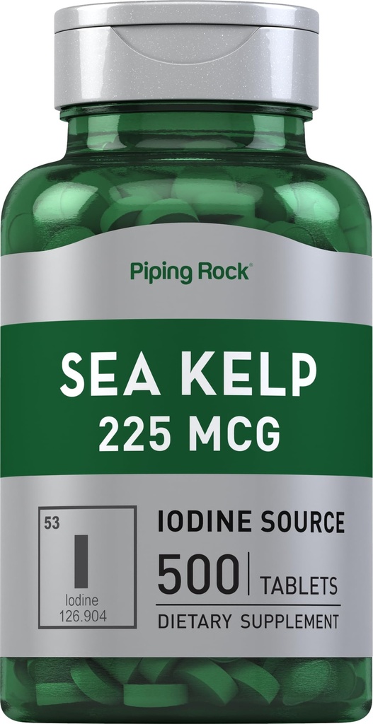 Piping Rock Sea Kelp Suplemen 124; 225mcg 124; 500 Tablet 12.4; Non-GMO, Gluten Free