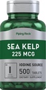 Piping Rock Sea Kelp Suplemen 124; 225mcg 124; 500 Tablet 12.4; Non-GMO, Gluten Free