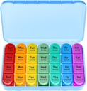 Weekly Pill Organizer, Kotak Pill Case (7-Day / 4-Times- ADay) dengan Kompartemen Besar untuk Memegang Banyak Oil Ikan, Vitamin, Pagi Siang Penyengat Medis (Biru)