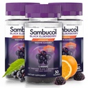 Sambucol Black Elderberry Gummies - Elderberry dengan Zinc dan Vitamin C untuk Orang dewasa, Sambucus Elderberry Gummies, Imune Dukungan Gummies - 30 Count, 3 Pack