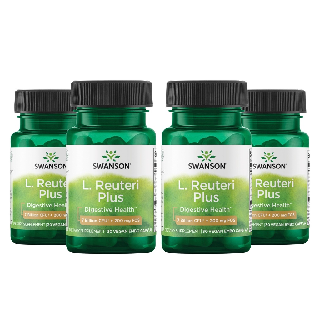 Swanson L. Reuteri Probiotic Plus w / L. Rhamnosus L. Acidophilus & FOS Prebiotic Digetical Dut Health (4 Paket)