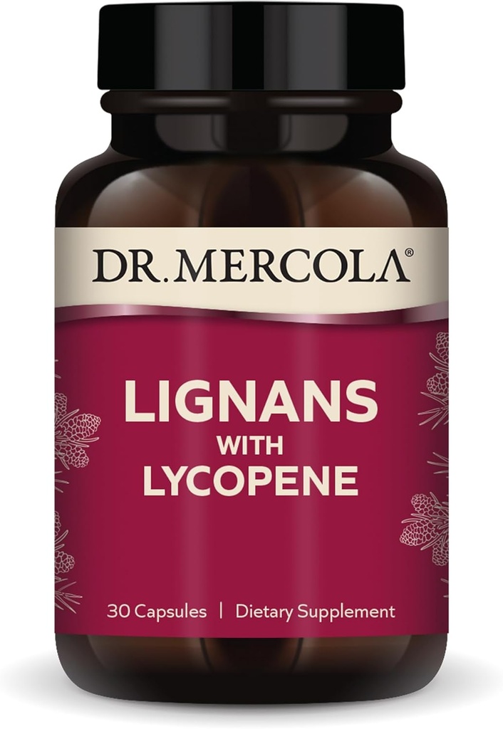 Dr Mercola Lignans dengan Lycopene Supplement, 30 Pelayan (30 Kapsul), Non GMO, Soy Free, Gluten Bebas