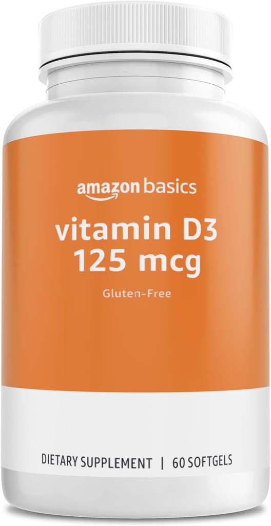 Basics - Vitamin D3, 125 mcg, 60 Softgels (1 per servis), Gluten Bebas