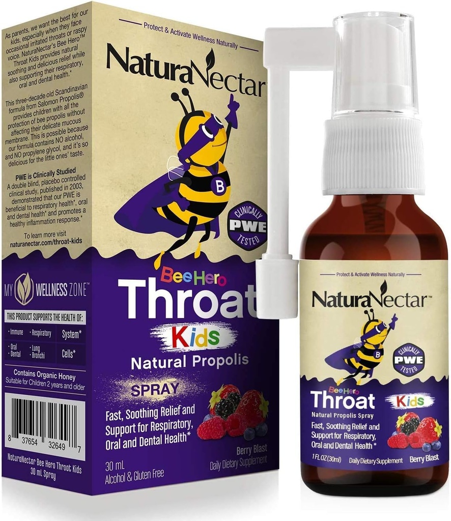 - BeeHero Bee Propolis Brazil - Throat Relief for Kids - for Comfort and Protection - Exclusive Berry Blast Flavor (1 Pack, 1 Fl Oz)