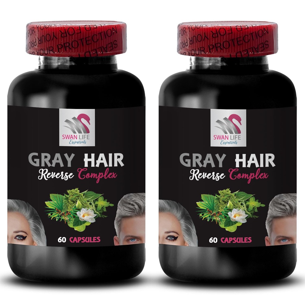 Perkaya Rambut - GRAY HAIR REVERSE - Rambut revitalisasi, warna warna warna, rambut Radiant kebangkitan, rambut transformasi, rambut mengkilap, penampilan muda, warna rambut Rich 2 Kasules 120 Kasules