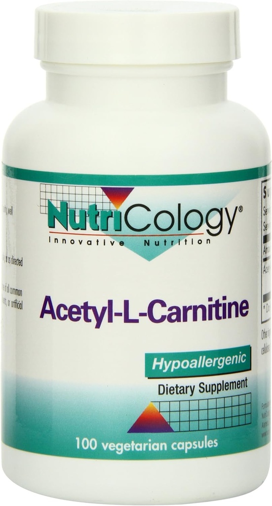 Nutrikologi Acetyl- L- Carnitine 500mg Suplemen - Metabolisme dan Energi Dukungan, ALC, Form Amino Acid, Vegetarian Capsules - 100 Cacah