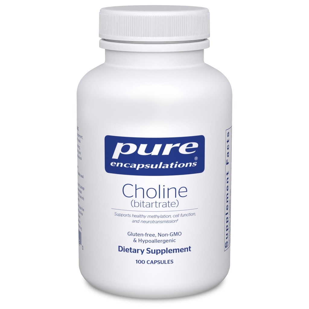 Encapsulasi murni Choline (Bitartrat) - 275 mg Choline (Bitartrat) - Mendukung Metilasi, Fungsi Kesehatan Otak & Sel * - Sangat Bioavailable - Vegan & None-GMO - 100 Kapsul