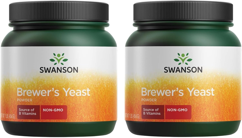 Swanson 100% Pure Brewer 's Yeast Powder GMO-Free 1 lb (454 g) Pwdr (2 Pack)