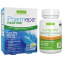 Pharmepa Restore & Longvida Lipidated Curcumin 500mg Bundle, 100mg Pure EPA Omega-3 Minyak Ikan & Ultra Bioavailable Curcumin, by Igennus
