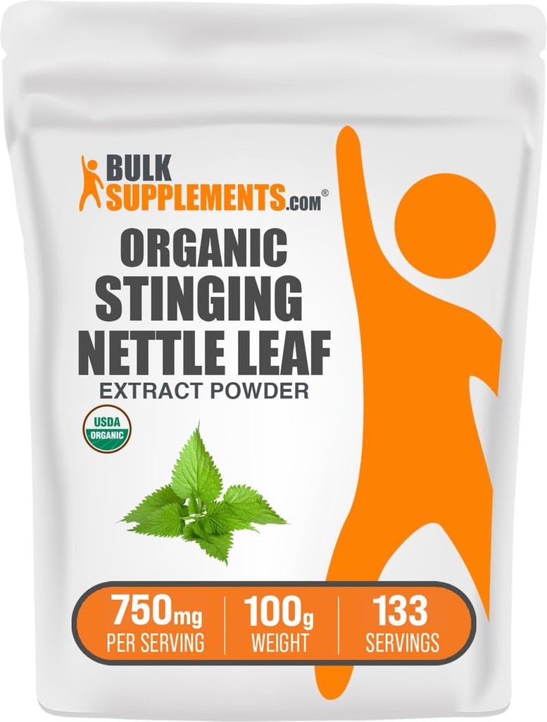 BulkSuplements.com Organic Stinging Nettle Extract Powder - Nettle Leaf Extract, Herbal Suplement - Vegan & Gluten Bebas, 750mg per Serving, 100g (3.5 oz) (Paket 1)