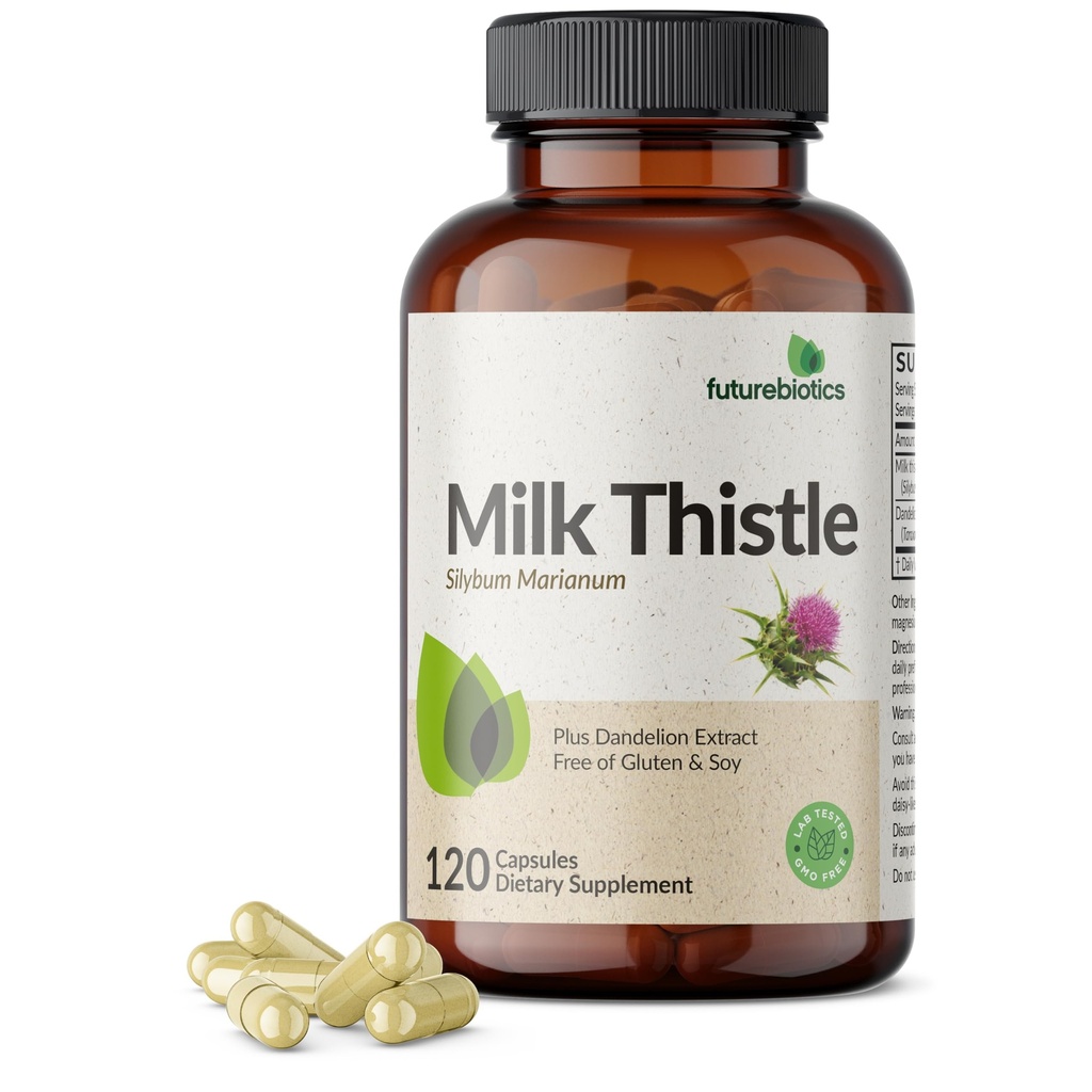 Futuregrant Milk Thistle Silymarin Marianum & Dandelion Extract Liver Health Support, Antioksidant Detox, 120 Capsules