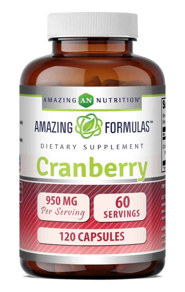 Amazing Formulas Cranberry Extract 126; 950 Mg Per Serving 124; 120 Capsules Suplement 12.4; Non-GMO, Gluten Free, dibuat di USA