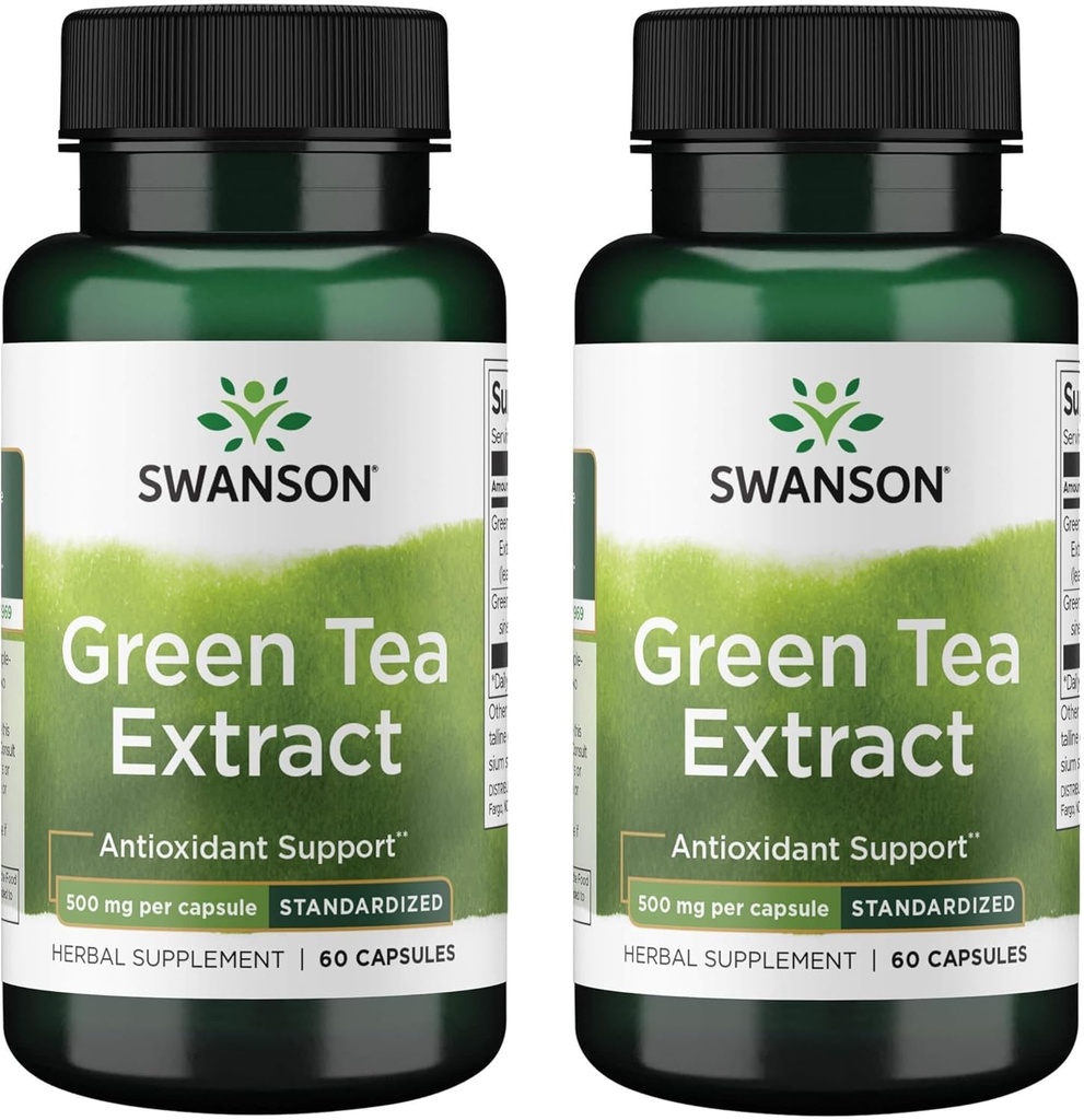 Swanson Green Tea Extract 500 Miligram 60 Capsules (2 Pack)
