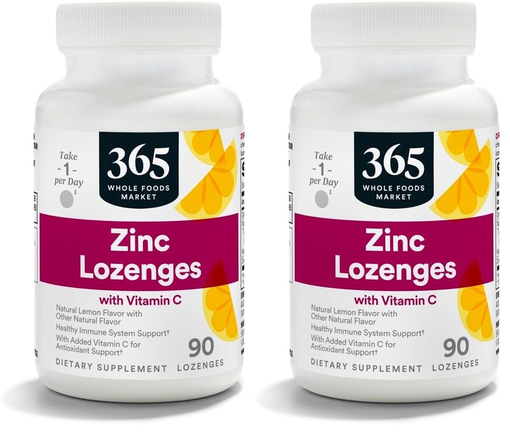 365 oleh Whole Foods Market, LOUNCEenges Zinc Vitamin C, 90 Cacah (Paket 2)