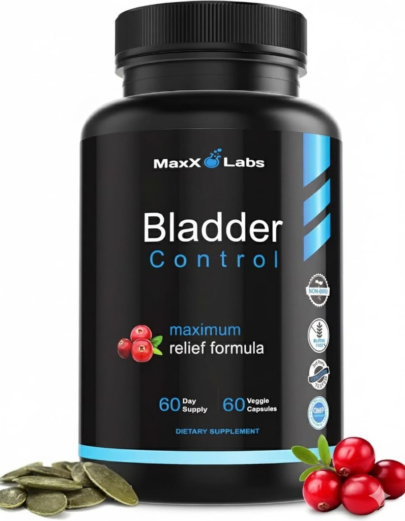 Suplemen Kendali Bladder yang Aktif - Pil Pengendalian Pumpkin Seed Oil, Ekstrak Cranberry & Vitamin D3 - Infeksi Tract Urinary untuk Perempuan & Pria - 60Ct