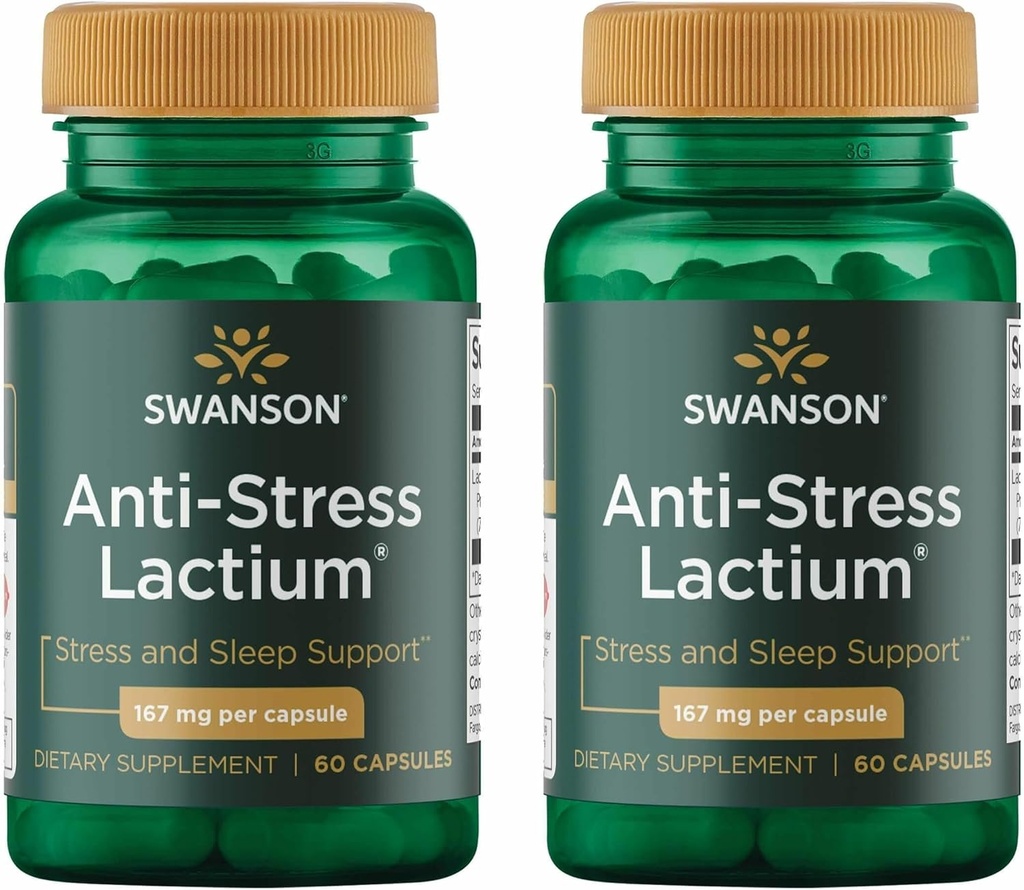 Swanson Women 's Anti- Stress Formula (Lintium) - Membantu Counter Stress, Promotes Relaxation dan Tidur Dukungan - (60 Capsules, 167mg) 1 Pack (2 Pack)