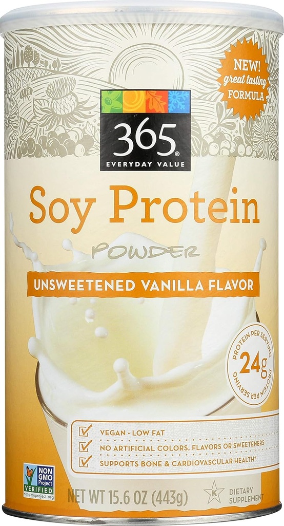 365 Nilai sehari-hari, Soy Protein Powder, Vanilla Flavor Unsweetened, 15.63 oz