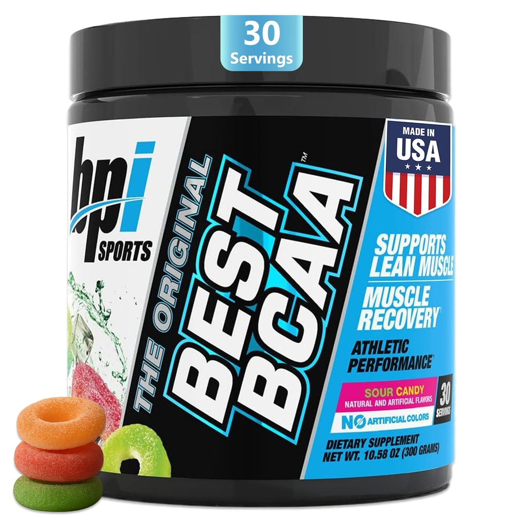 BPI Sports Best BCAA - BCAA Powder - Branched Chain Acids - Muscle Recovery - Muscle Protein Synthesis - Lean Muscle - Improved Performance - Hidration - Sour Candy - 35 Servings