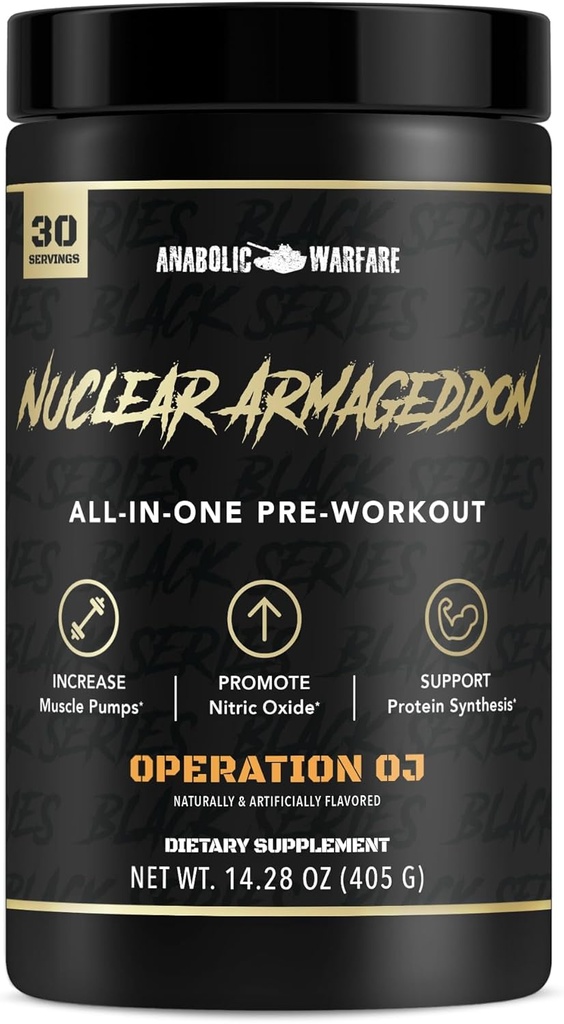 Warfare Anabolic Armagedon Pre Workout Pre-Workout untuk Pria & Perempuan dengan L- Citrulline, Beta Alanine Powder dan Caffeine (Orange Juice - 30 Servings)