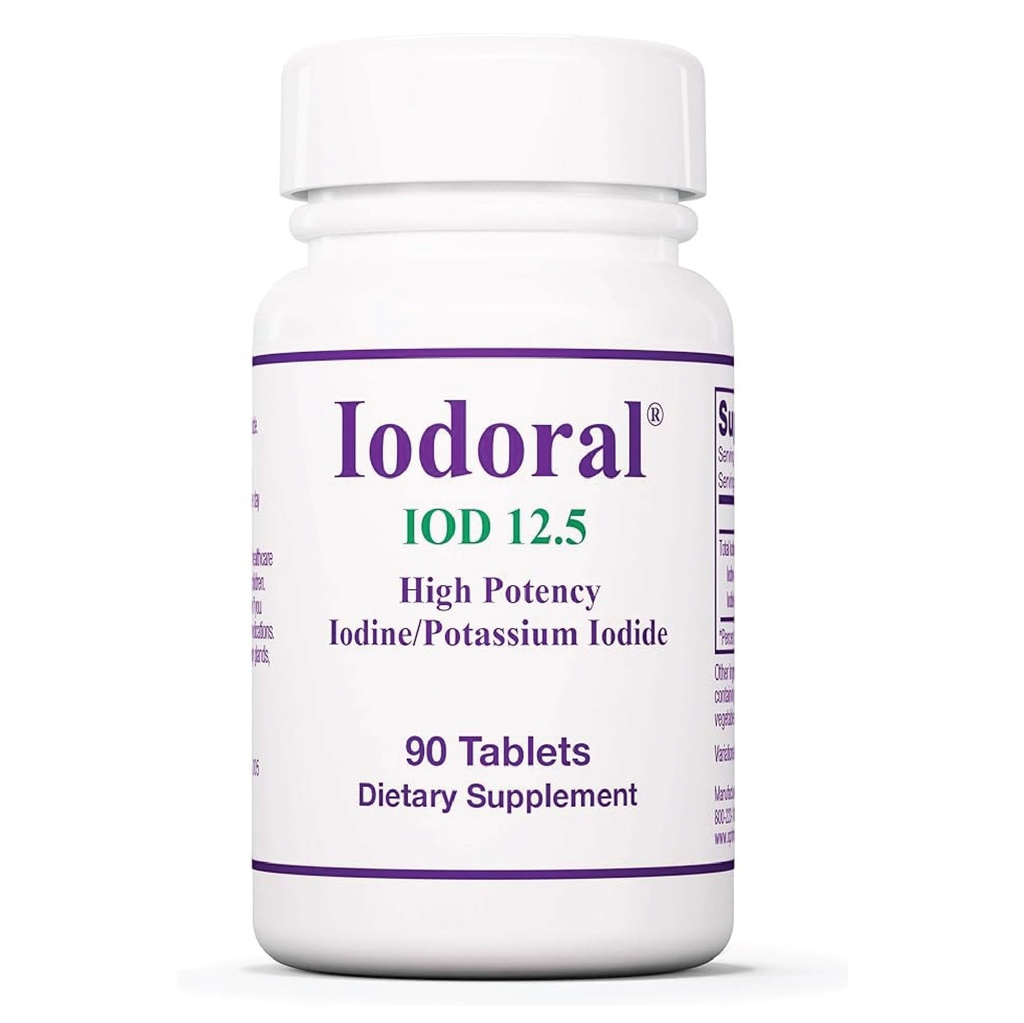 Optimox Iogoral 12.5 mg Supplement - Isodine Suplement, Thyroid Dukungan untuk Perempuan dan Pria, Lugol Solution Pill, Potasium Iodide Tablet, Kompleks Harian Mineral - 90 Cacah