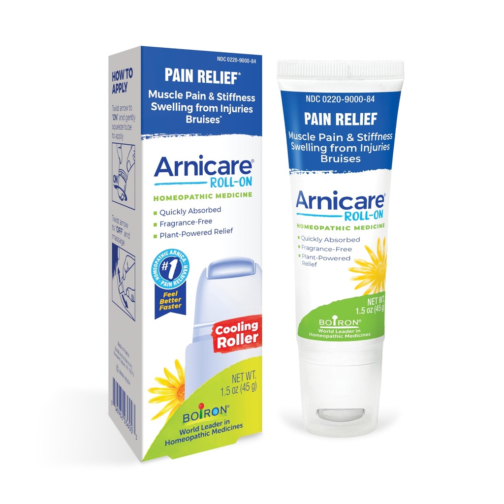 Boiron Arnicare Roll- On for Relief of Joint Pain, Muscle Pain, Muscle Soreness, and Swelling from Bruises or Injury - Cooling Metal Roller and Fragrance- Free - 1.5 oz