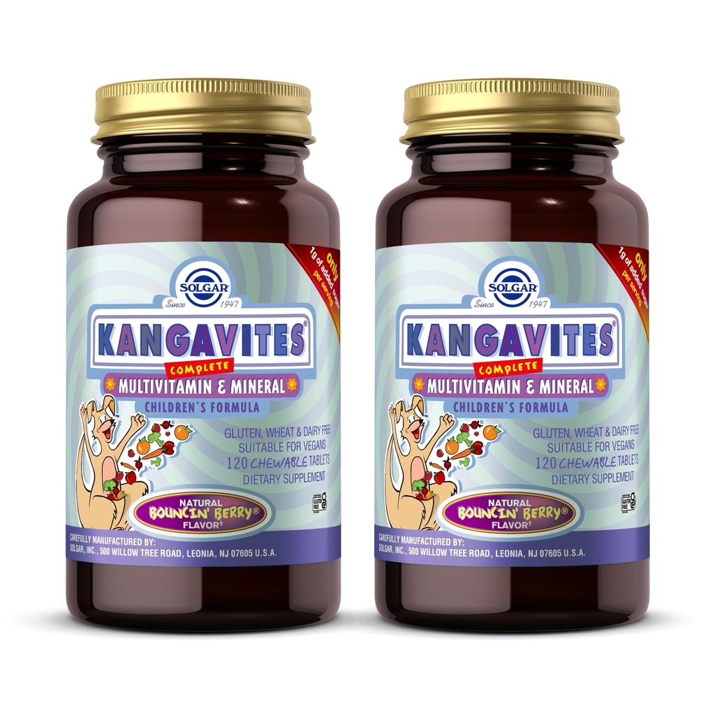 Solgar Kingavites, Bouncin 'Berry Flavor - 120 Chewable Tablet, Paket 2 - Lengkap Multivitamin & Mineral Formula untuk Anak-anak - Vegan, Gluten Bebas