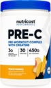 Nuttricost Pre-C Pre-Workout Kompleks dengan Creatine (Peach Mango 14; 30 Servings) Powder - Boost Finess Routines, 450g