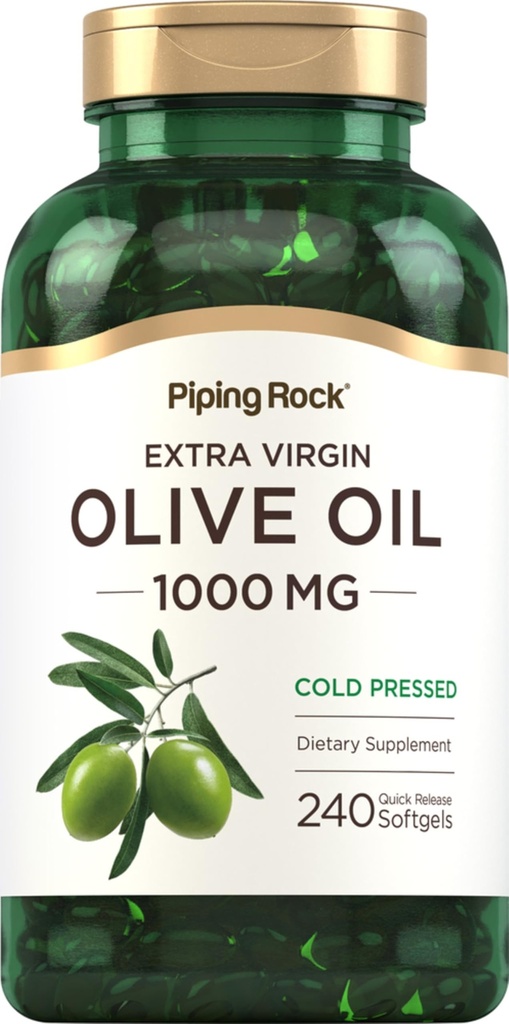 Piping Rock Olive Oil Softgel Capsules 124; 10000mg 124; 240 Pil 14; Tambahan Virgin Dingin Organic Press Suplemen 124; Gluten Bebas, Non-GMO