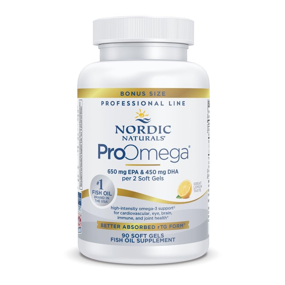 Nordic Averal ProOmega, Lemon Flavor - 90 Soft Gels - 1280 mg Omega-3 - Tinggi - Potency Fish Oil dengan EPA & DHA - Promes Brain, Eye, Heart, & Imune Kesehatan - Non-GMO - 45 Pegawai