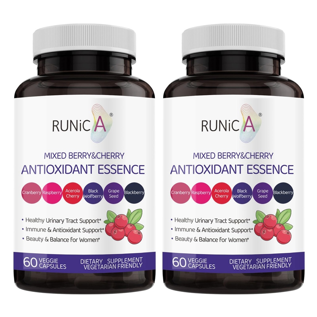 Suplemen Super Antiokhidant untuk Perempuan - Skin, Penuaan Sehat, Dukungan Lampiran & Uriner & Urrenary dengan Cranberry, Benih Grape & Berry Memblend 124; Kompleks Nutres 124; Katup Vegan