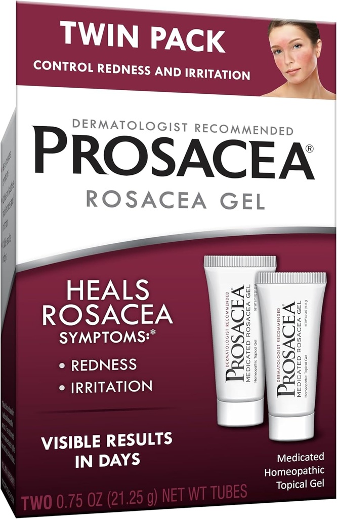 Prosacea - Obat Perawatan Rosacea untuk Wajah - Kesehatan Romacea Gejala Kemerahan, Pimples dan Irritation - Fragrance Bebas - Kembaran Kembar - Dua 0.75oz Tubes (1.5oz Total)