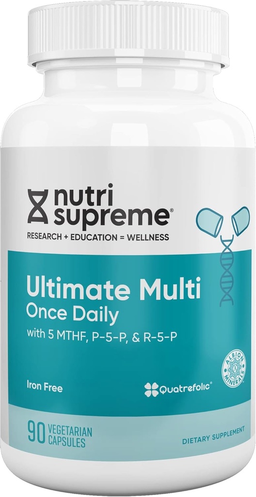Nutri Supreme Ultimate Multivitamin for Men and Women, dengan lebih dari 20 Vitamin and Mineces, Suplemen Nutres Harian untuk Dukungan Imune, Kosher, Vegetarian 90 Hari Suppply