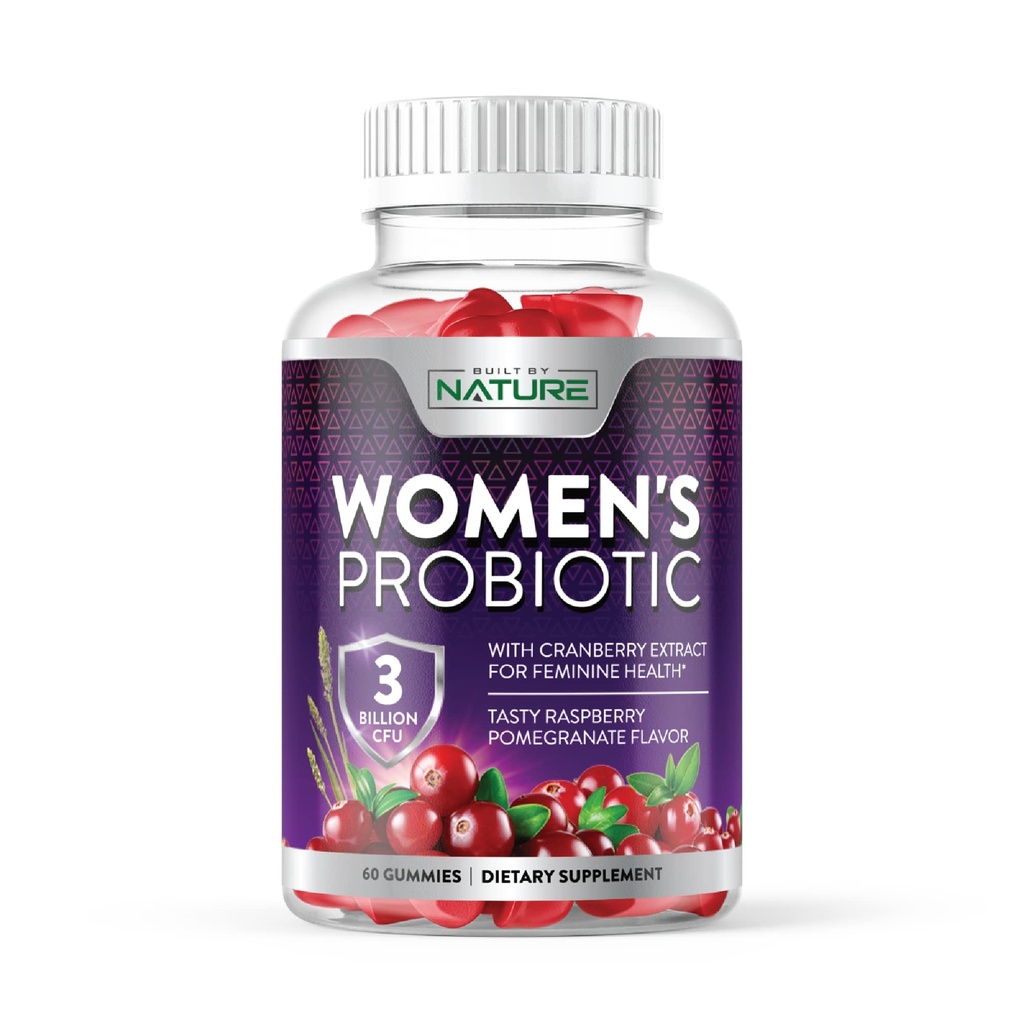 Dibangun oleh Nature Progities for Women Gummies 3 Milyar CFU, 6 Strains Probiotic dengan Cranberry Suplement, Digetical, Imune, Haminal & Uriner Health, Shelf Stable, 60 Gummy