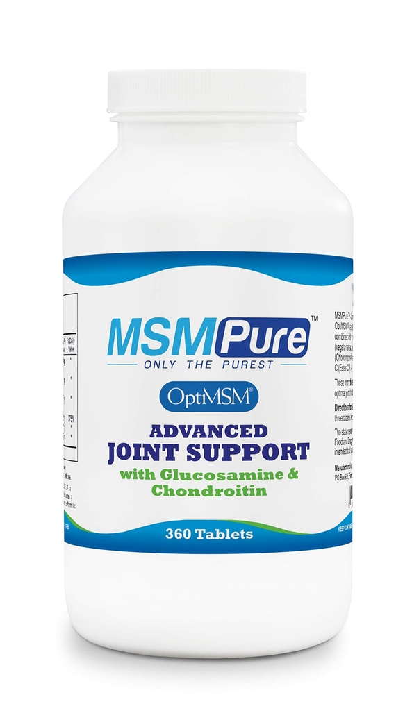KALA HEALTH MSMPure Advanced Complection Tablet - Glucosamin, Chondroitin, OptimMM, Ester- C & Manganese untuk Kesehatan Gabungan, Fleksibilitas & Moulity - Vegetarian - Glucosamin Bersumber, 360 Count