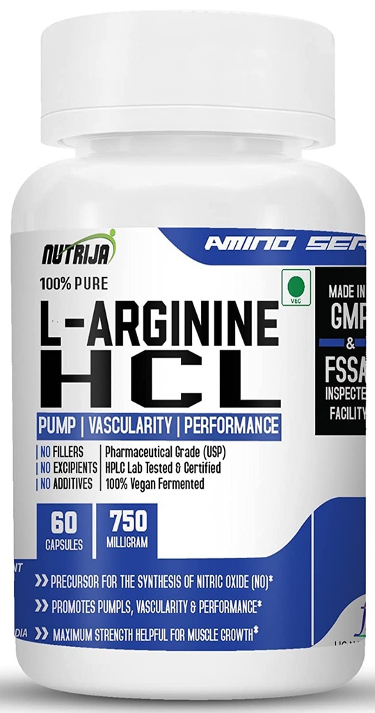 L-Arginine HCL Capsules - Formulir Bioavability Tertinggi dari L- Arginine 124; Maximum Kekuatan, Nitric Oxide Precursor (120 Capsules)