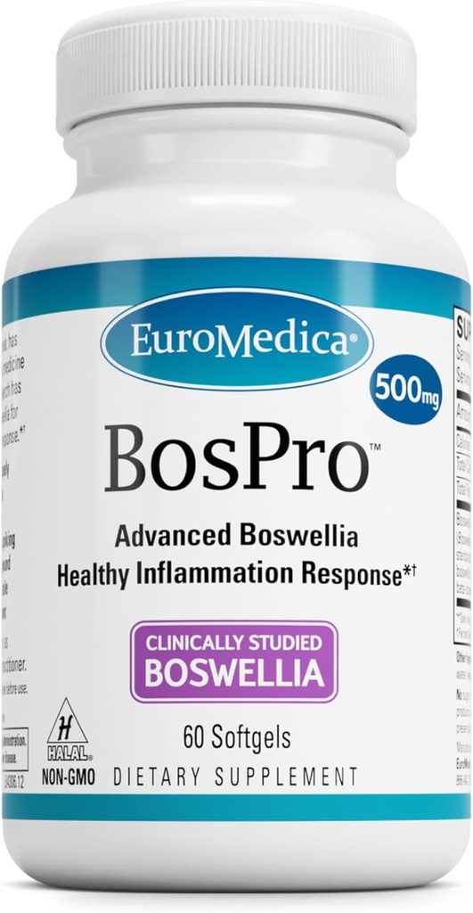 EuroMedica BosPro - Boswellia Extract Suplement Serrata - Dietary Suplement for Heally Lung Supplemen Formula Herbal - 60 Softgeels