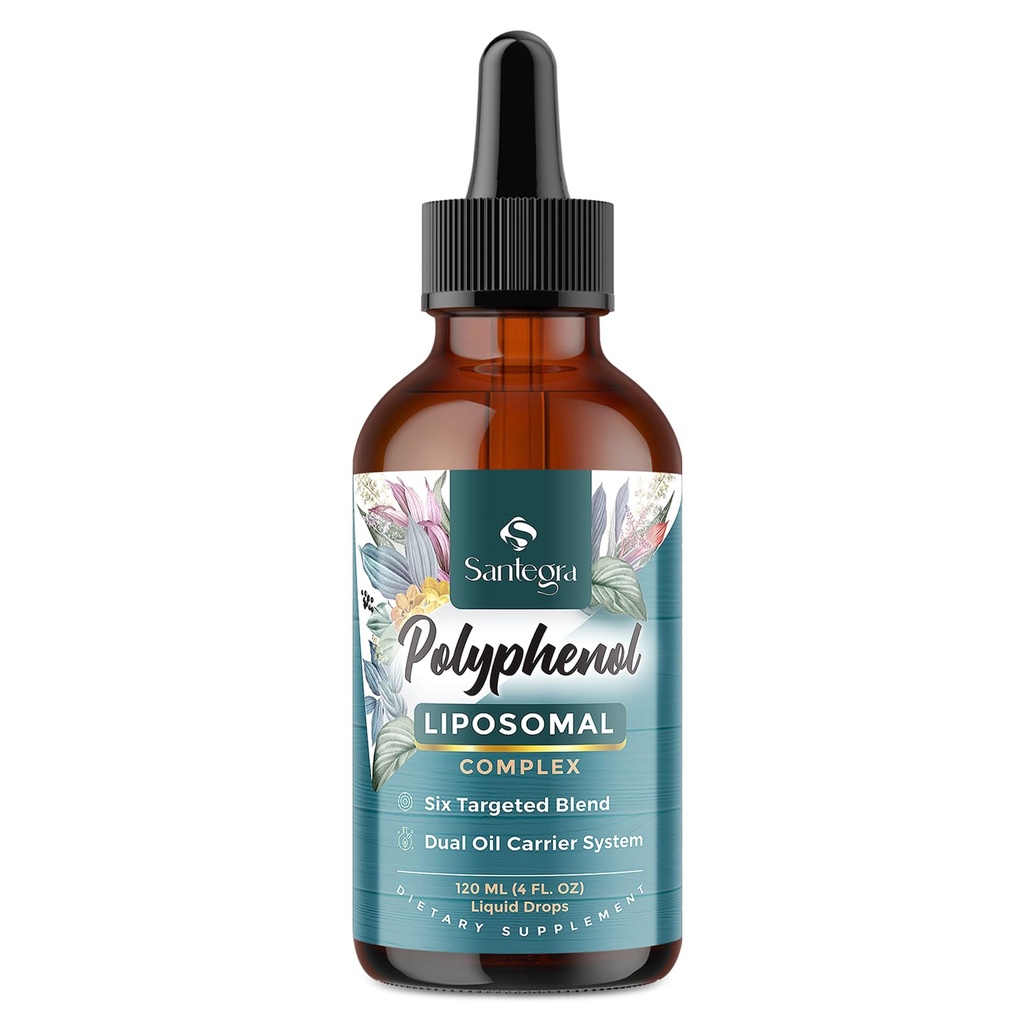 Liposal Tambahan Polyphenol, lebih dari 27 Polyphenol Complex & Powerful Antioksidant, dengan MCT & Olive Oil, Quercetin Extract, Hawthorn Berry Extract, untuk Age Defense, Energy, Imune, 120 ML