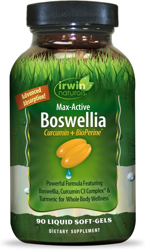 Irwin Curcumin Pro- 90 Liquid Soft- Gels - with Curcumin C3 Complex & Boswellia for Whole Body Wellness - Advanced Absorpsi - 45 Servis