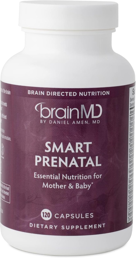 Dr Amen BrainMD Smart Prenatal - 120 Kapsul - Multivitamin untuk Ibu & Baby, Promotes Pregnancy Sehat & Perkembangan Dalam Bayi - Bebas - 30 Hamba