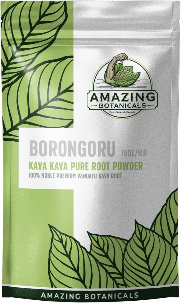 Amazing Botanicals Borongoru Vanuatu Kava Root - 100% Noble Kava - Kava 16oz / 1lb, 1 Pound Bag of Pure Finest Fresh Vanuatu Kava