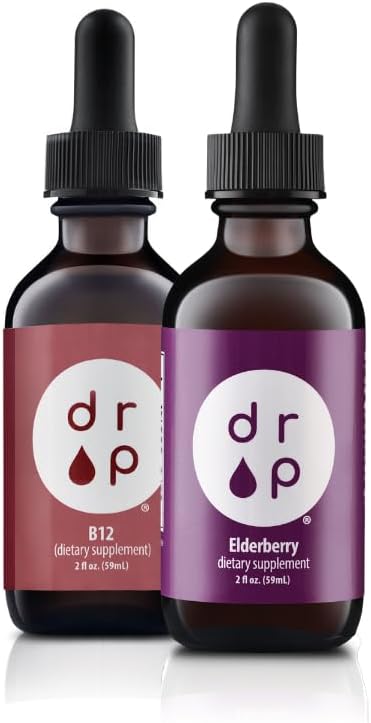 Suplemen Drop Liquid Elderberry Drops dan Vitamin B12 Drops Bundle