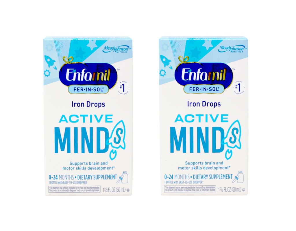 Enfamilil Fer-In- Sol Iron Suplemen Drops for Bayi & Toddlers, Supports Brain Development, 50 mL Dropper Bottle, Paket 2