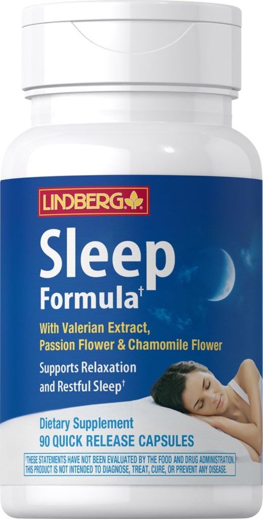 Lindberg Valerian Root Extract 124; 90 Capsules 124; dengan Chamomile dan Passion Flower 12.4; Suplemen Kompleks = 124; Non-GMO, Gluten Free